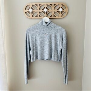 Forever 21 Long Sleeve Crop Top Gray Sz Medium
